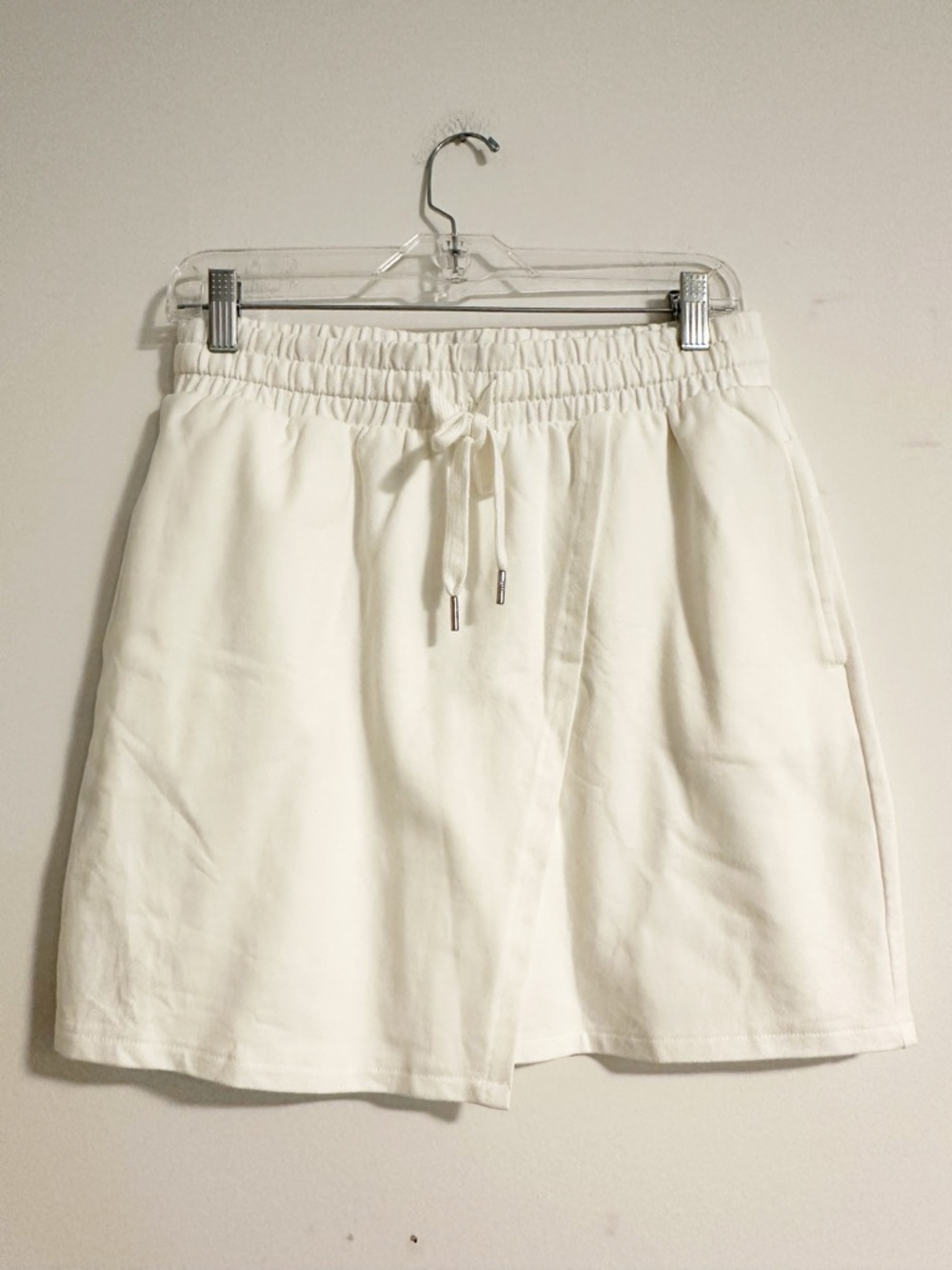 Andrew Marc White Cotton Knit Faux Wrap Skirt S